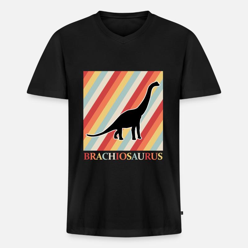 Dino - Männer Premium Bio T-Shirt mit V-Ausschnitt - Schwarz