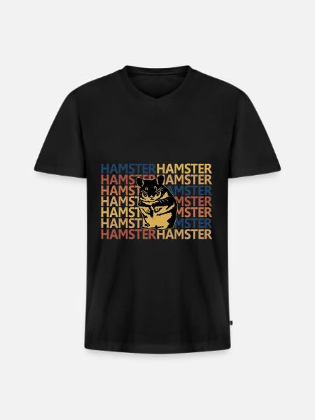 Hamster - Männer Premium Bio T-Shirt mit V-Ausschnitt - Schwarz