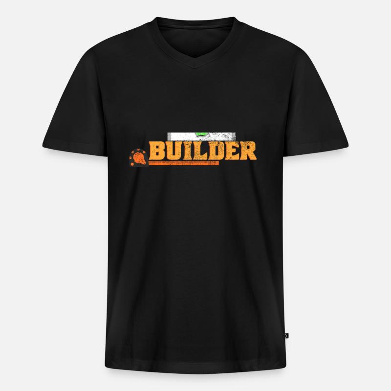 Bauarbeiter - Männer Premium Bio T-Shirt mit V-Ausschnitt - Schwarz