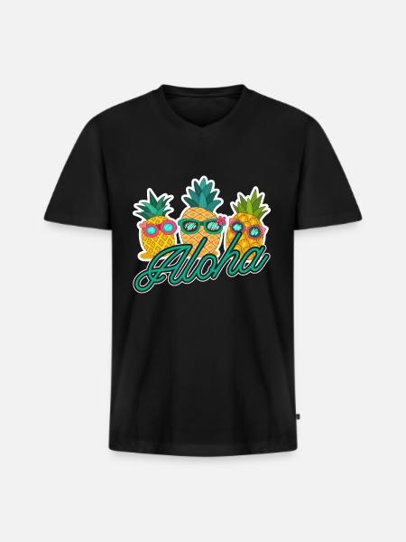 Hawaii - Männer Premium Bio T-Shirt mit V-Ausschnitt - Schwarz