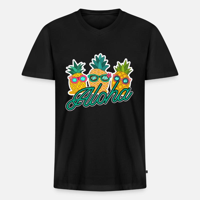 Hawaii - Männer Premium Bio T-Shirt mit V-Ausschnitt - Schwarz