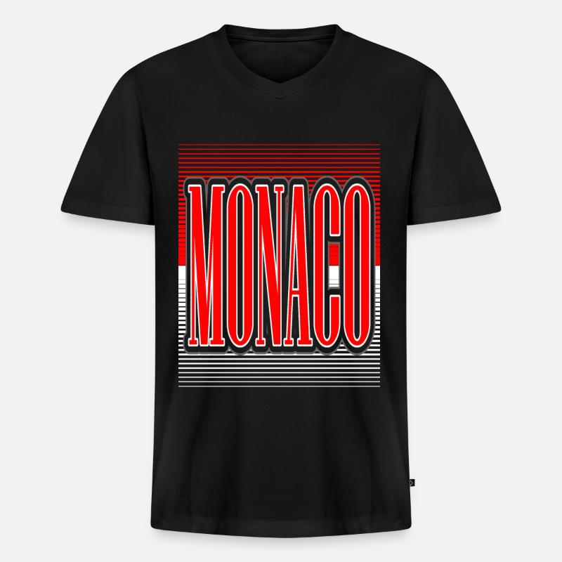 monaco - Männer Premium Bio T-Shirt mit V-Ausschnitt - Schwarz