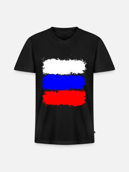 Russia - Men's Premium Organic T-shirt with V-neck - black