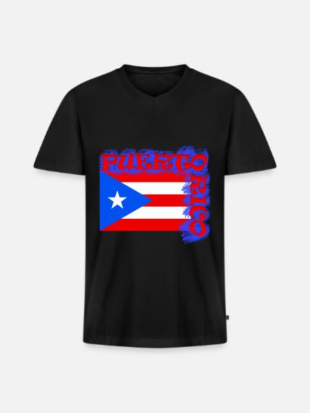 Puerto Rico - Männer Premium Bio T-Shirt mit V-Ausschnitt - Schwarz