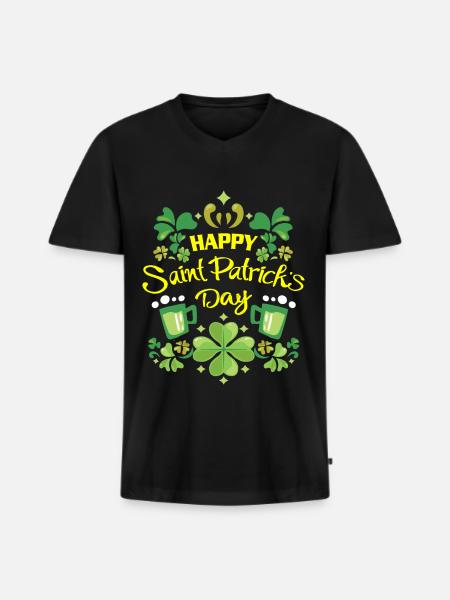 Saint Patrick - T-shirt encolure en V Premium bio Homme - noir
