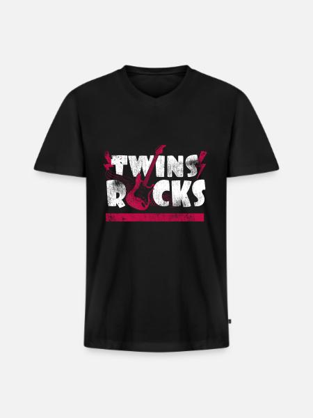 Twins - Men's Premium Organic T-shirt with V-neck - black
