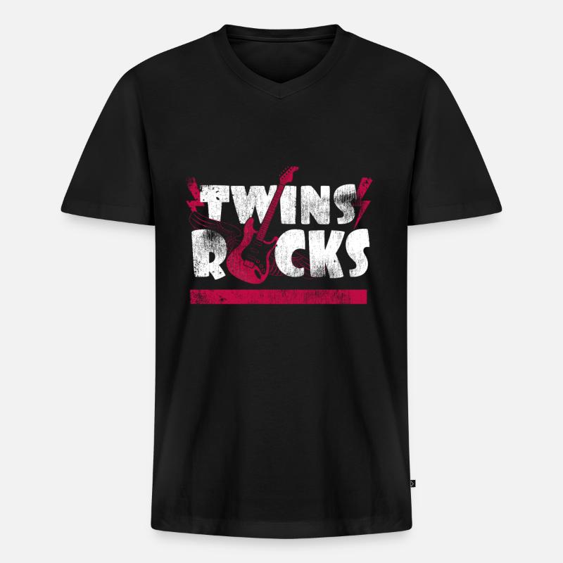 Zwillinge - Männer Premium Bio T-Shirt mit V-Ausschnitt - Schwarz