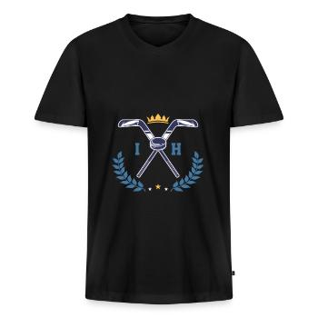 Ice hockey Eishockey - Männer Premium Bio T-Shirt mit V-Ausschnitt - Schwarz - Vorne - Nico (187cm)