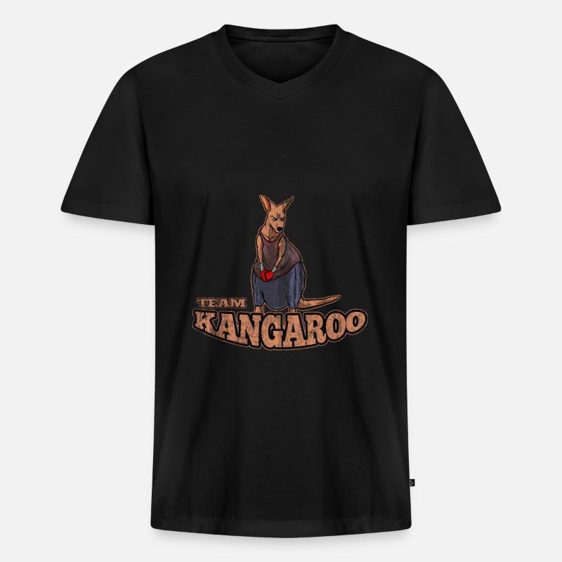 Känguru Australien - Männer Premium Bio T-Shirt mit V-Ausschnitt - Schwarz