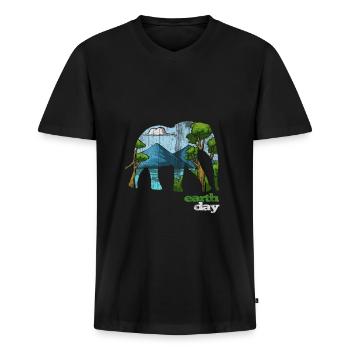 Jour de la Terre - Jour de la Terre - T-shirt encolure en V Premium bio Homme - noir - Devant - Nico (187cm)