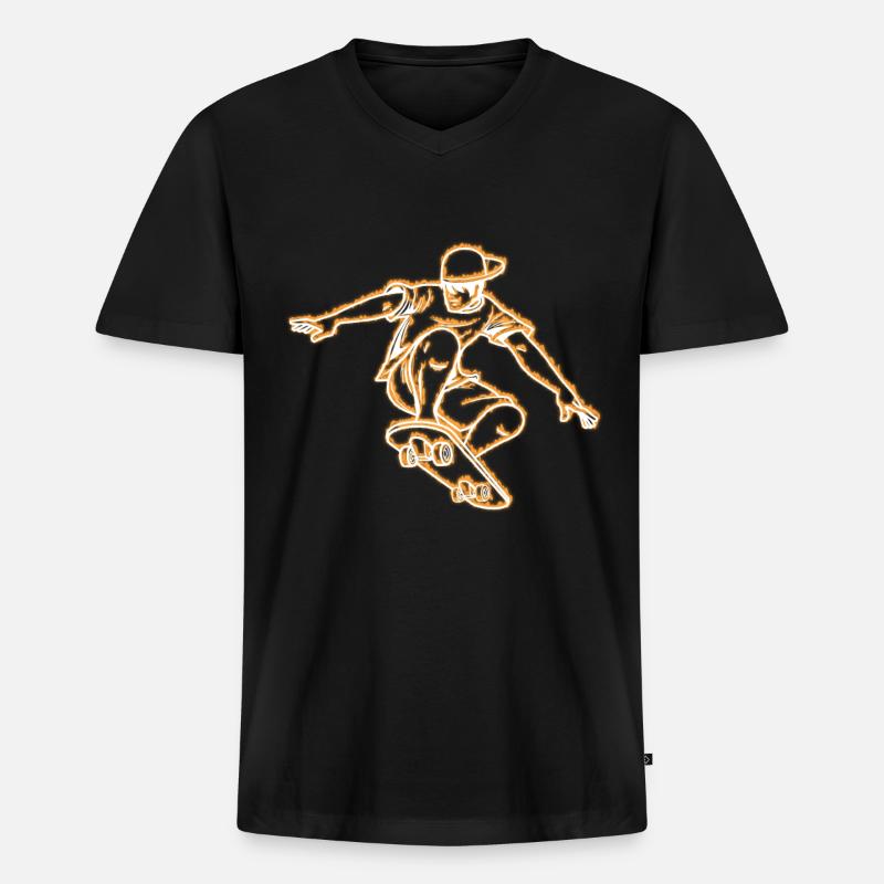 Skateboard Geschenk - Männer Premium Bio T-Shirt mit V-Ausschnitt - Schwarz