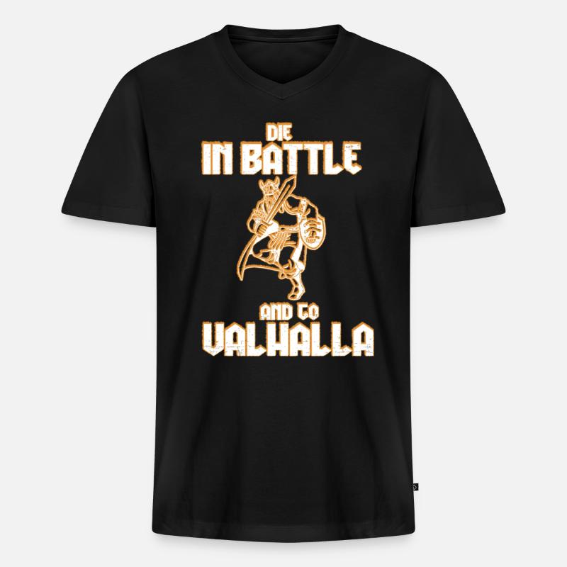 Wikinger - Männer Premium Bio T-Shirt mit V-Ausschnitt - Schwarz