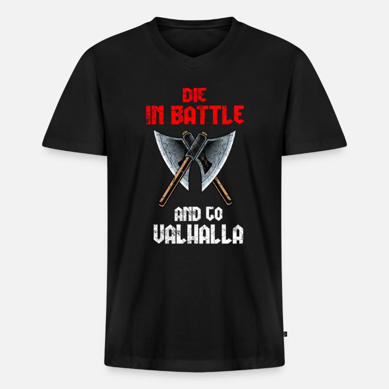 Wikinger - Männer Premium Bio T-Shirt mit V-Ausschnitt - Schwarz