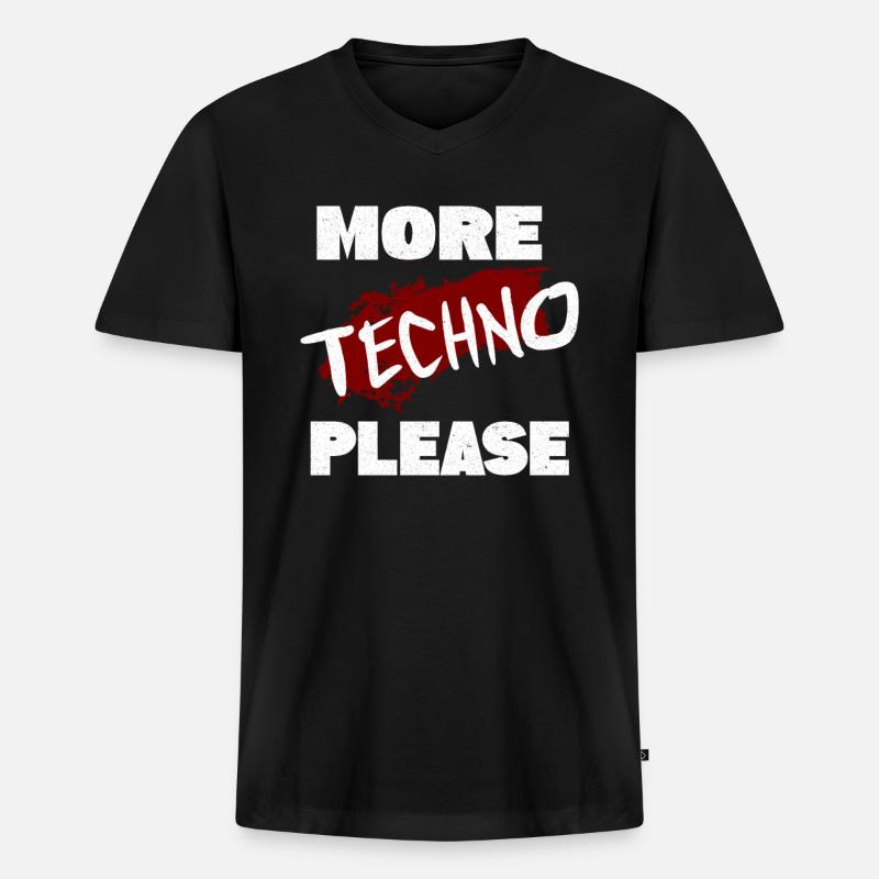 Techno - Männer Premium Bio T-Shirt mit V-Ausschnitt - Schwarz