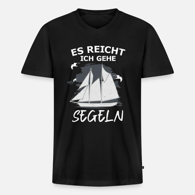 Segelboot - Männer Premium Bio T-Shirt mit V-Ausschnitt - Schwarz