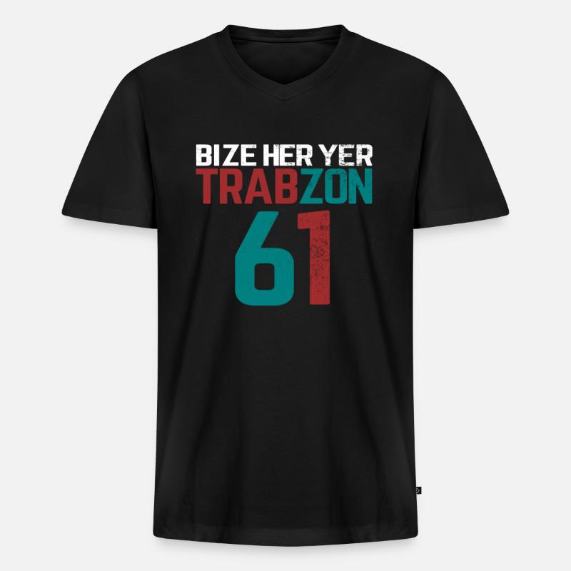 bize her yer trabzon - Männer Premium Bio T-Shirt mit V-Ausschnitt - Schwarz