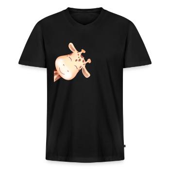 Giraffe - Männer Premium Bio T-Shirt mit V-Ausschnitt - Schwarz - Vorne - Nico (187cm)