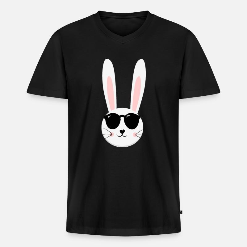 Hase - Männer Premium Bio T-Shirt mit V-Ausschnitt - Schwarz