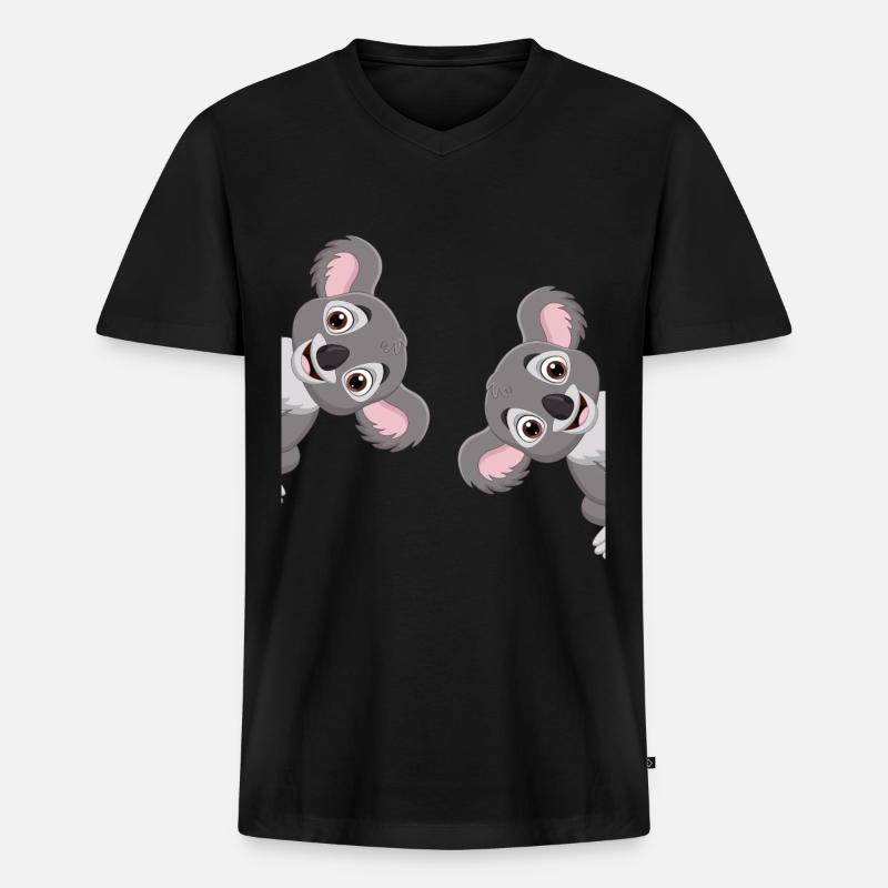 Koala - Männer Premium Bio T-Shirt mit V-Ausschnitt - Schwarz