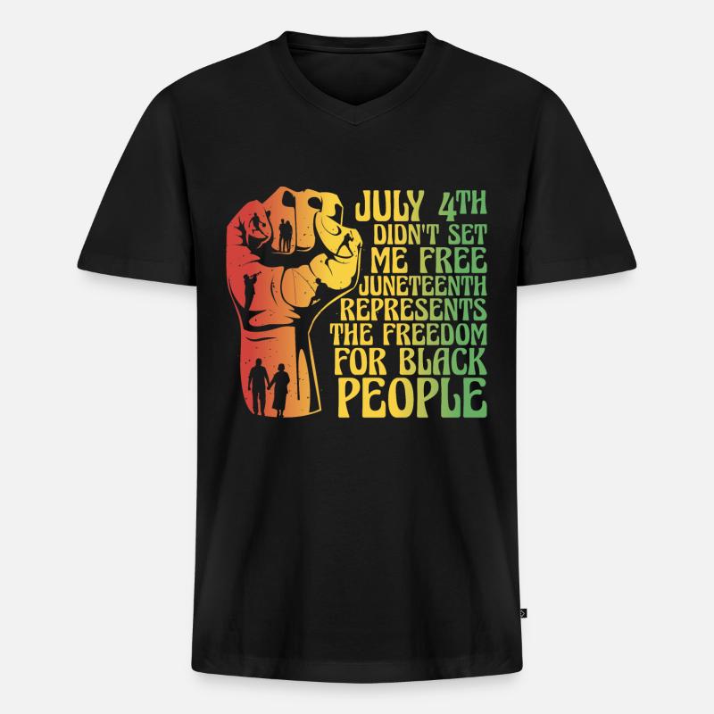Juneteenth 4. Juli - Männer Premium Bio T-Shirt mit V-Ausschnitt - Schwarz