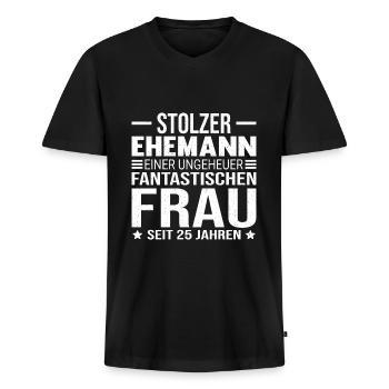 25 Hochzeitstag Silberhochzeit Geschenk Ehemann - Männer Premium Bio T-Shirt mit V-Ausschnitt - Schwarz - Vorne - Nico (187cm)