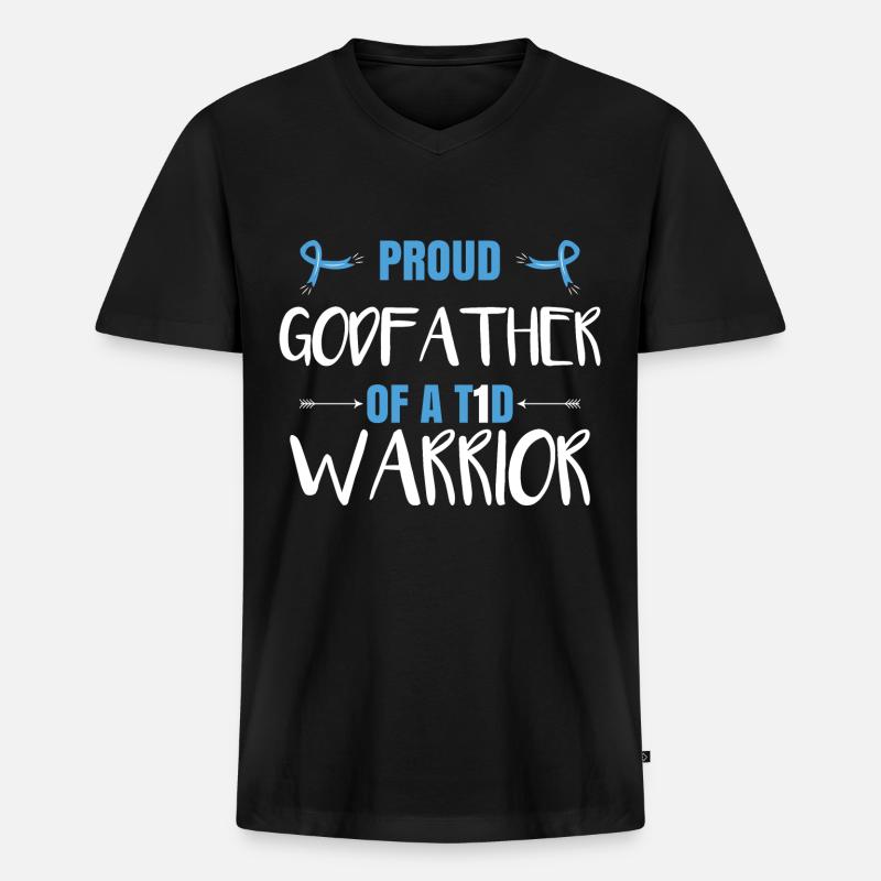 Stolzer Pate eines T1D-Kriegers - Männer Premium Bio T-Shirt mit V-Ausschnitt - Schwarz