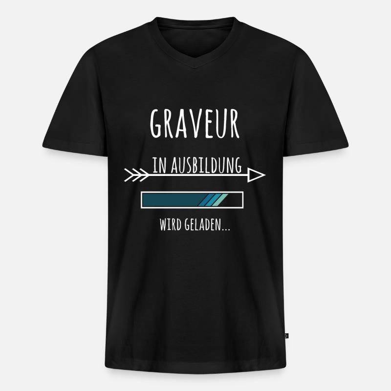 Graveur Ausbildung Beruf Geschenk - Männer Premium Bio T-Shirt mit V-Ausschnitt - Schwarz