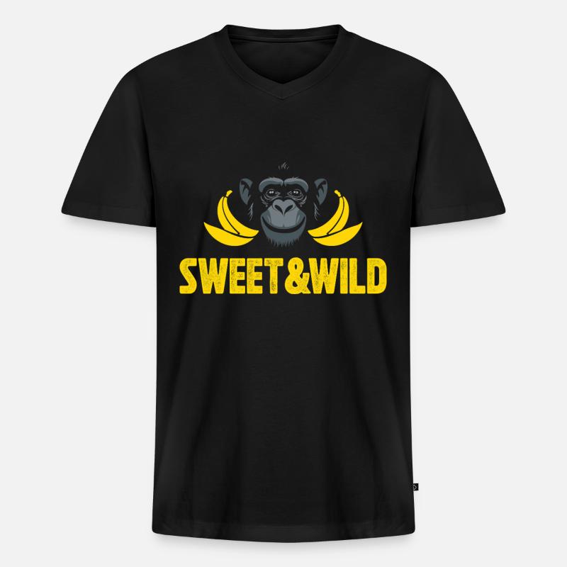 Süß und Wild - Männer Premium Bio T-Shirt mit V-Ausschnitt - Schwarz