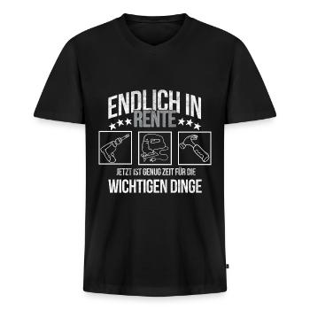 Handwerker Rentner Hobbyhandwerker am renovieren - Männer Premium Bio T-Shirt mit V-Ausschnitt - Schwarz - Vorne - Nico (187cm)