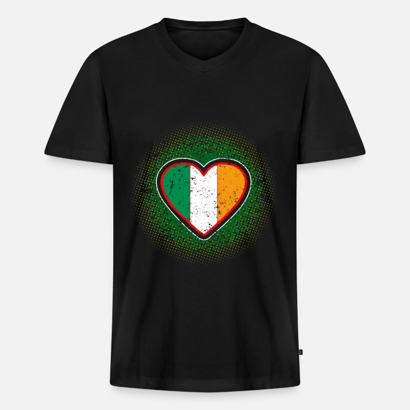 Irland - Männer Premium Bio T-Shirt mit V-Ausschnitt - Schwarz