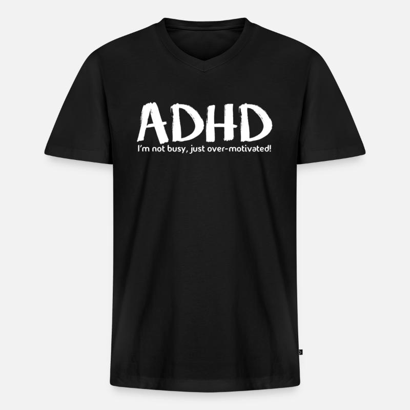ADHS - Männer Premium Bio T-Shirt mit V-Ausschnitt - Schwarz