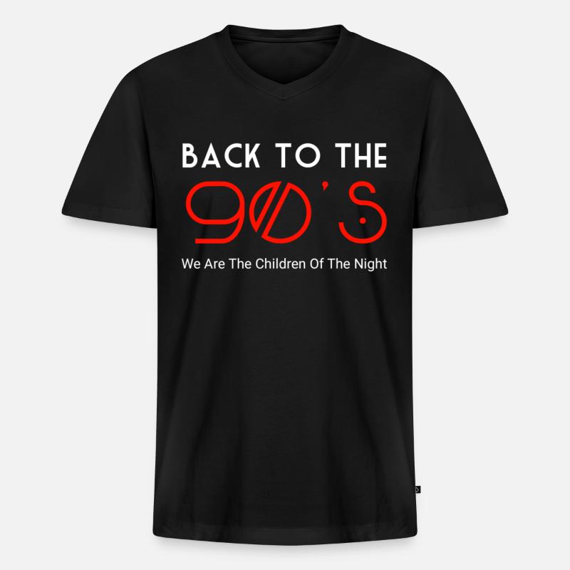 90er Jahre - Männer Premium Bio T-Shirt mit V-Ausschnitt - Schwarz