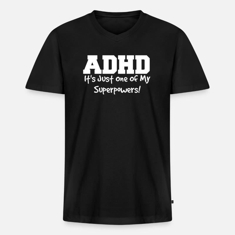 ADHS - Männer Premium Bio T-Shirt mit V-Ausschnitt - Schwarz