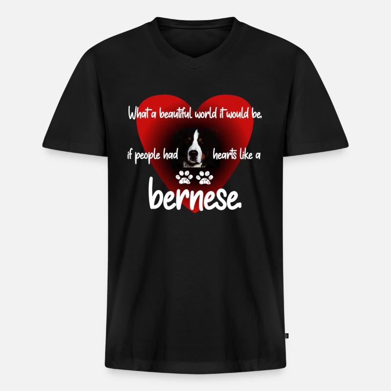 Berner - Männer Premium Bio T-Shirt mit V-Ausschnitt - Schwarz