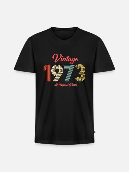 1973 - Men's Premium Organic T-shirt with V-neck - black