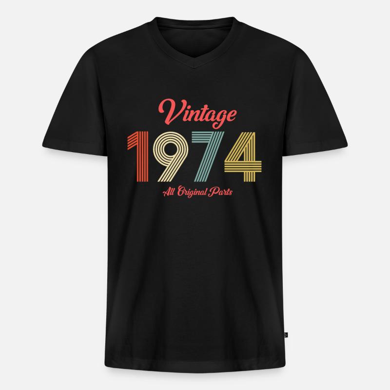 1974 - Männer Premium Bio T-Shirt mit V-Ausschnitt - Schwarz