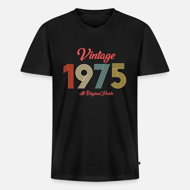 1975 - Männer Premium Bio T-Shirt mit V-Ausschnitt - Schwarz