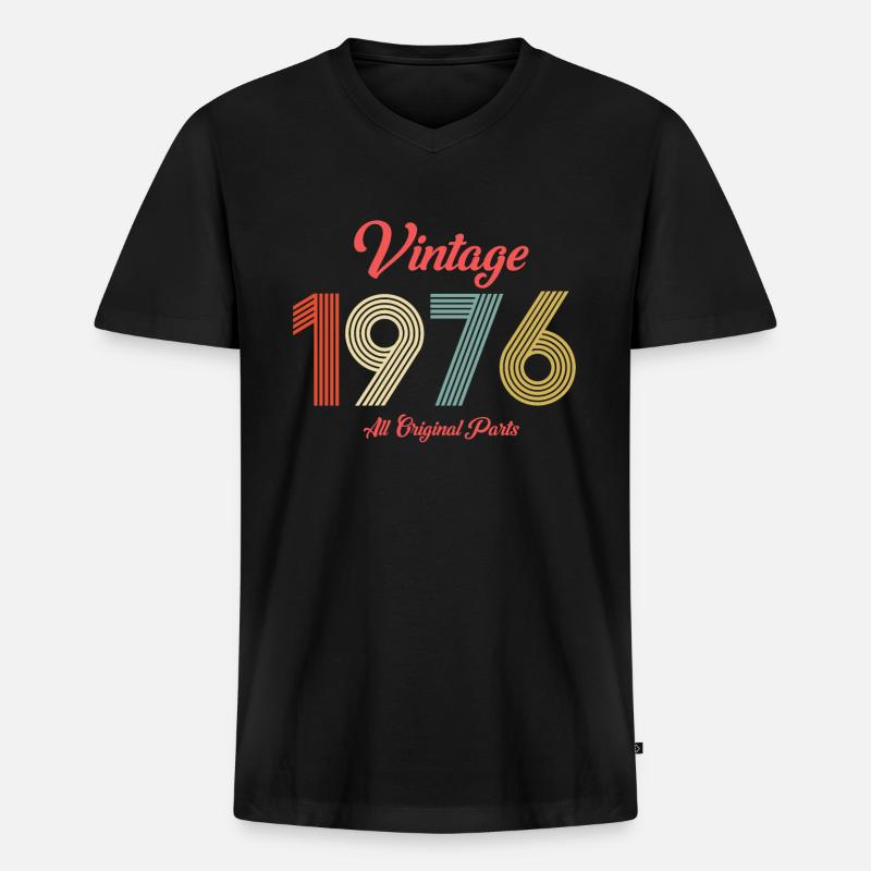 1976 - Männer Premium Bio T-Shirt mit V-Ausschnitt - Schwarz
