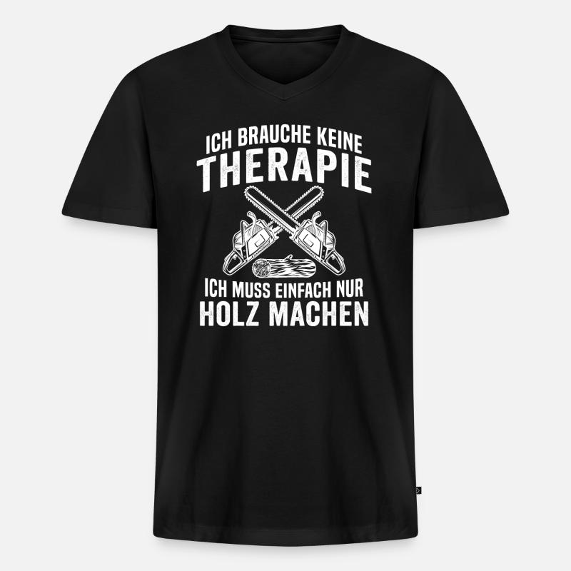 Geschenk für Holzfäller - Männer Premium Bio T-Shirt mit V-Ausschnitt - Schwarz