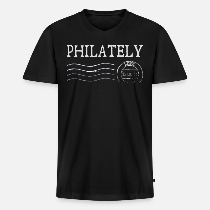 Philatelie - Männer Premium Bio T-Shirt mit V-Ausschnitt - Schwarz