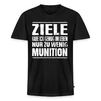 Ziele Habe Ich Genug Im Leben Zu Wenig Munition - Männer Premium Bio T-Shirt mit V-Ausschnitt - Schwarz - Vorne - Nico (187cm)