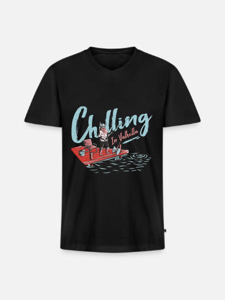 Køling i Valhalla Viking Axe Norseman - Premium økologisk T-shirt med V-hals til mænd - sort