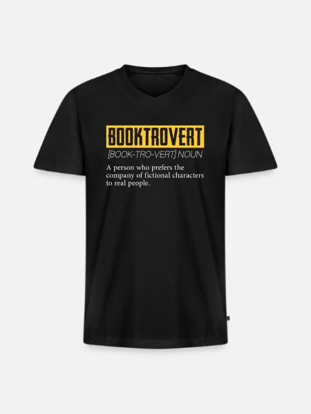 Booktrovert For Book Lovers - Men's Premium Organic T-shirt with V-neck - black