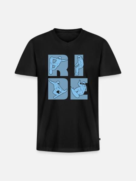 Snowboard ride for snowboarders - Men's Premium Organic T-shirt with V-neck - black