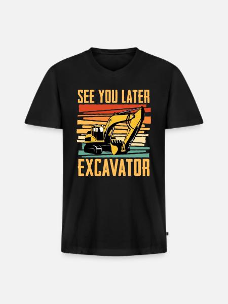 Bis Später Bagger Für Baggerfahrer - Männer Premium Bio T-Shirt mit V-Ausschnitt - Schwarz
