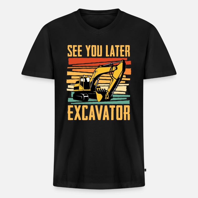 Bis Später Bagger Für Baggerfahrer - Männer Premium Bio T-Shirt mit V-Ausschnitt - Schwarz