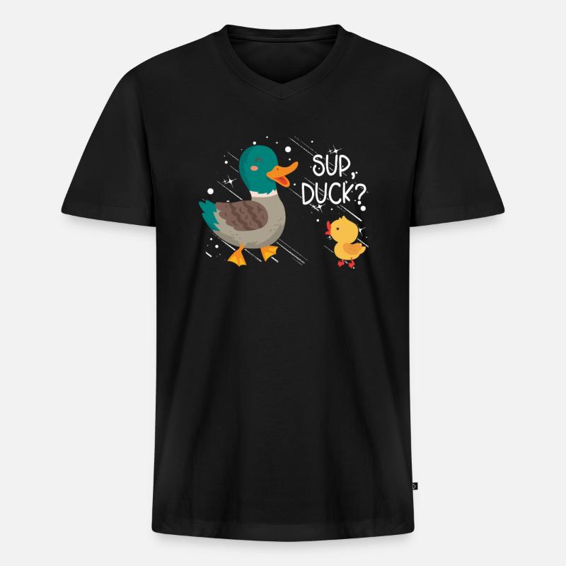 Super Ente? - Männer Premium Bio T-Shirt mit V-Ausschnitt - Schwarz