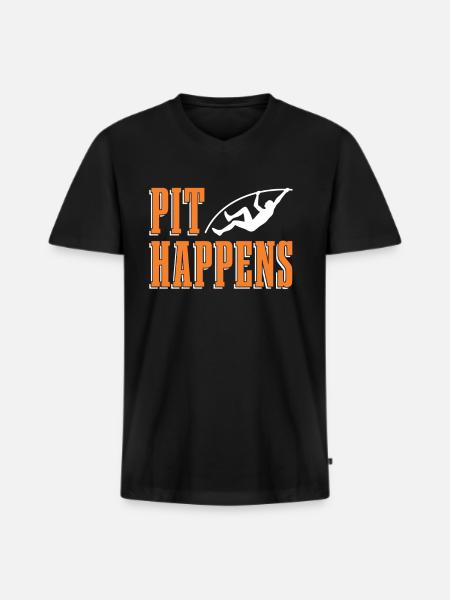Pit Happens Stabhochsprung Stabspringen - Männer Premium Bio T-Shirt mit V-Ausschnitt - Schwarz