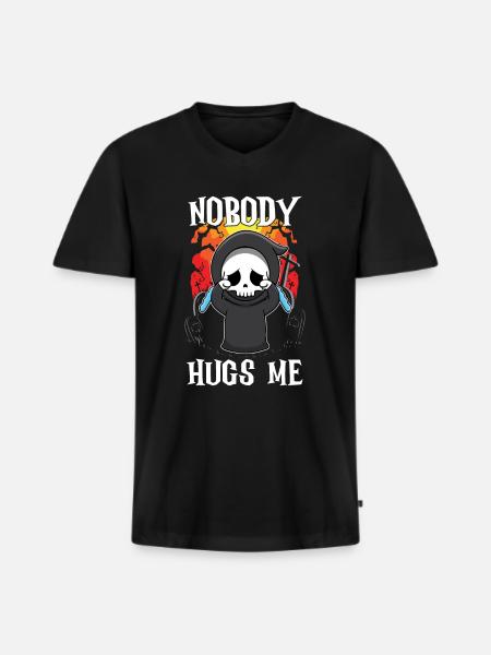 Niemand Umarmt Mich - Männer Premium Bio T-Shirt mit V-Ausschnitt - Schwarz