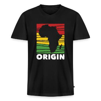 Origin Black History African American - Men's Premium Organic T-shirt with V-neck - black - Front - Nico (187cm)